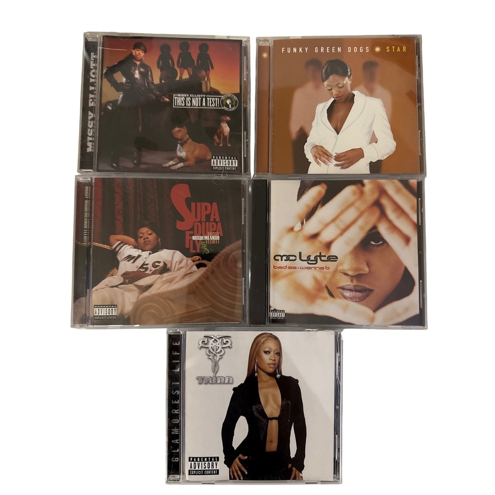 Hip Hop R&B CD Lot Missy Elliott Trina MC Lyte Funky‎ Green Dogs 5 Album Bundle